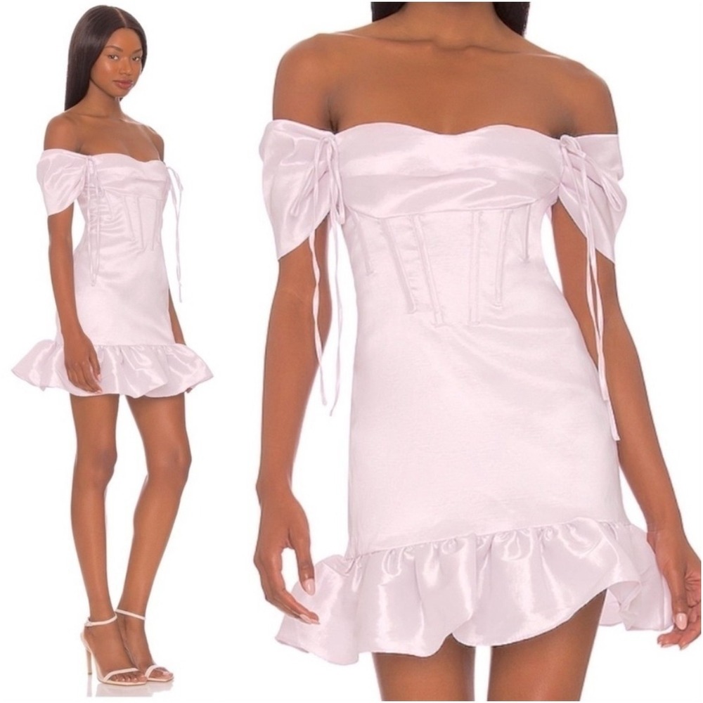 LPA‎ Revolve Rosa Lavender Off Shoulder Coquette Girl Mini Dress Corset Ruffle M